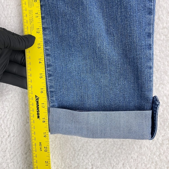NYDJ Petites Jeans Womens Size 10P Blue Denim Straight Crop Roll Cuff Mid-Rise - Picture 10 of 16